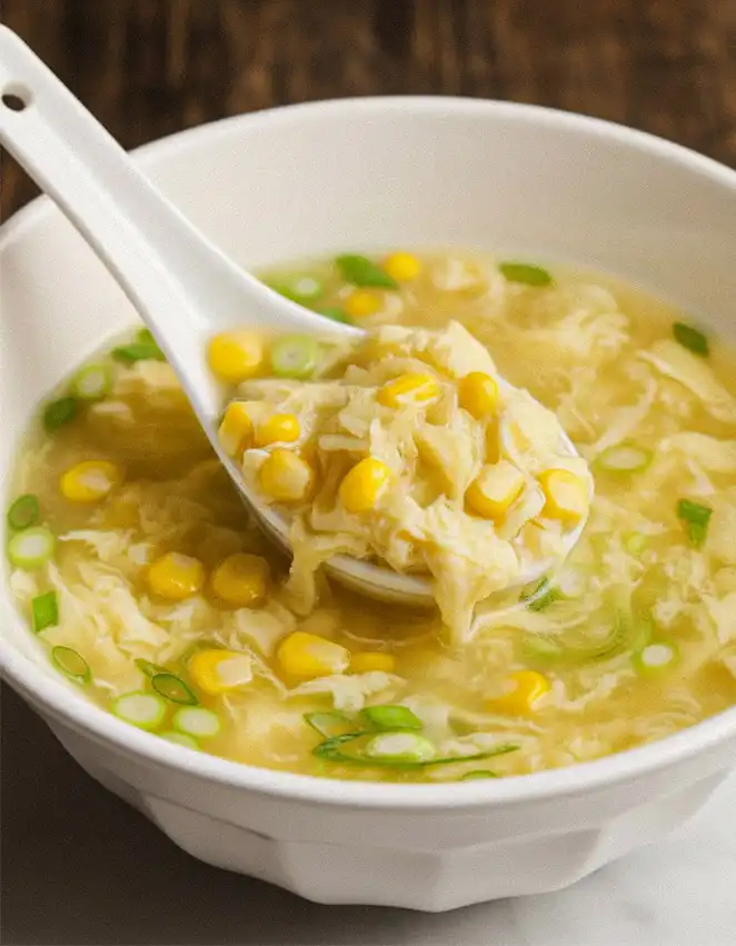 Simple egg drop soup recipe with corn
