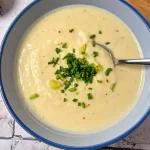 Potato Leek Soup, top with chopped chives