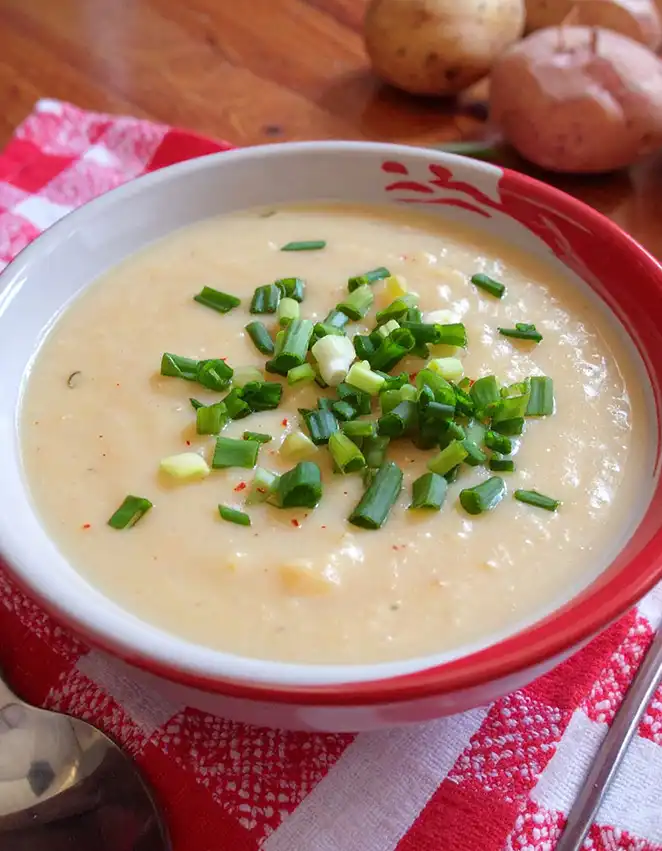 Creamy Potato Soup, topped with chopped green onions