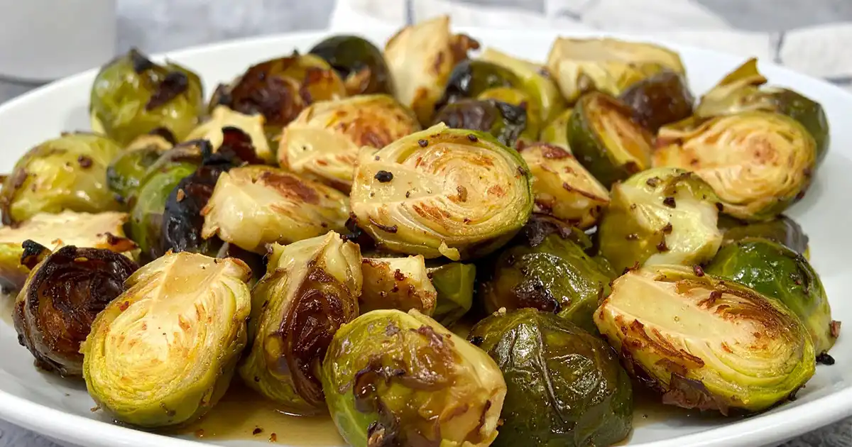Roasted Brussels Sprouts with Djon Maple Butter Sauce
