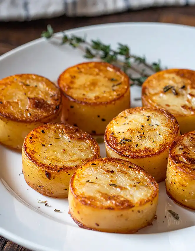Garlic butter fondant potatoes with thyme