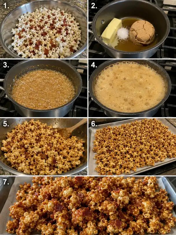 Caramel bacon popcorn step by step
