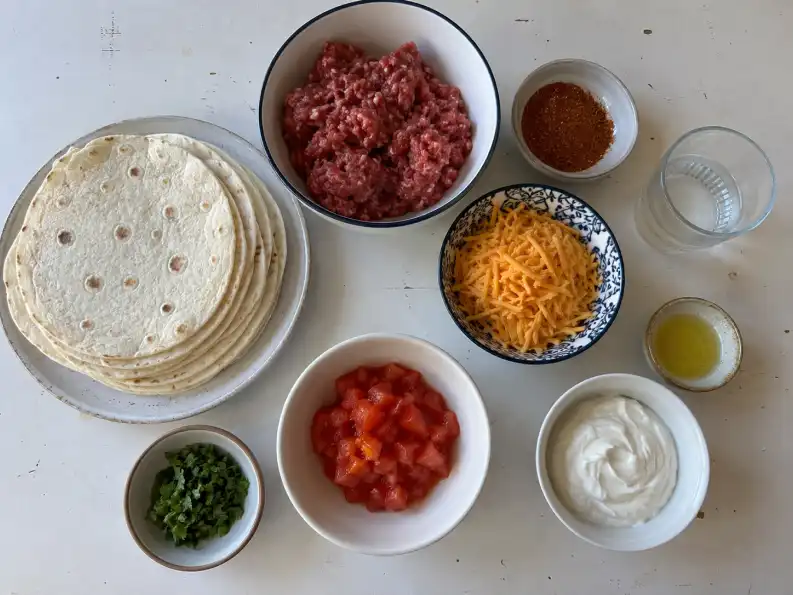 Taco cup ingredients on the table