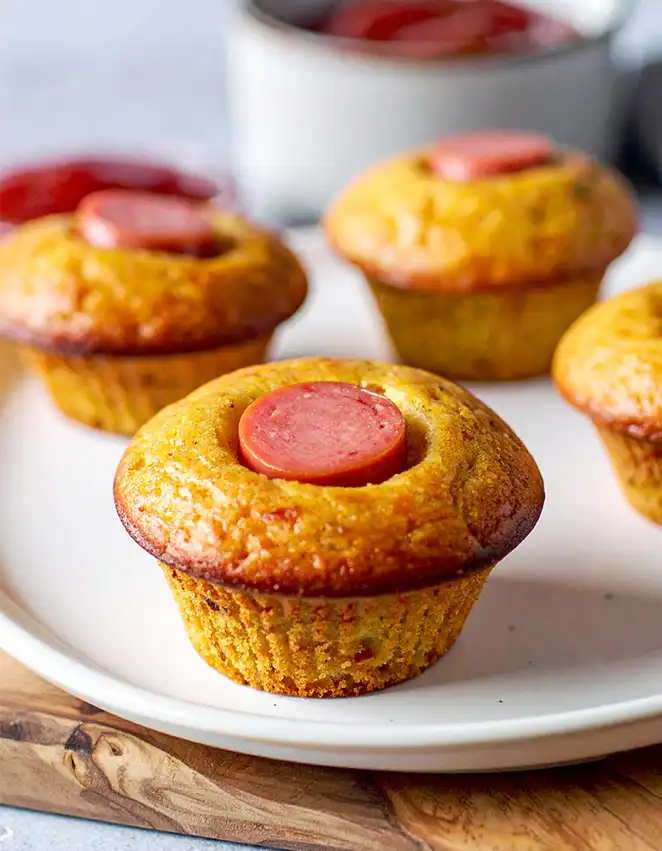 Baked Corn Dog Muffins in the oven
