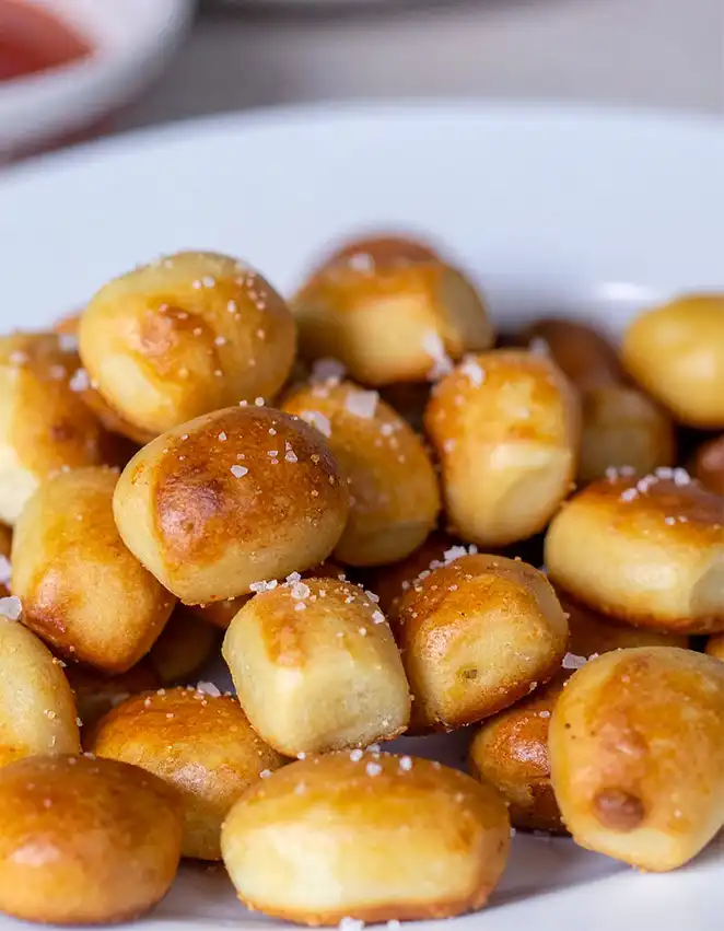 Easy soft pretzel bites on the plate
