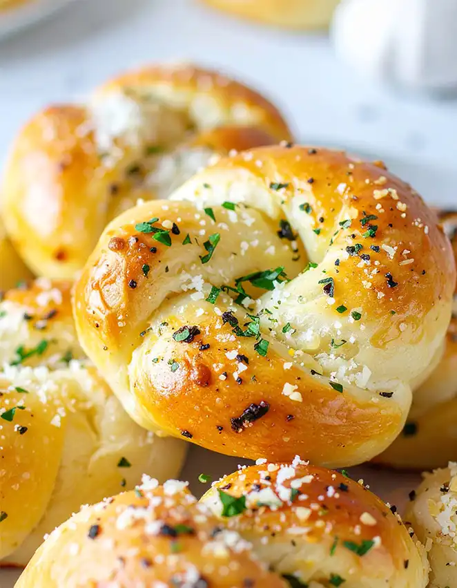 Oven-bake garlic Parmesan knots