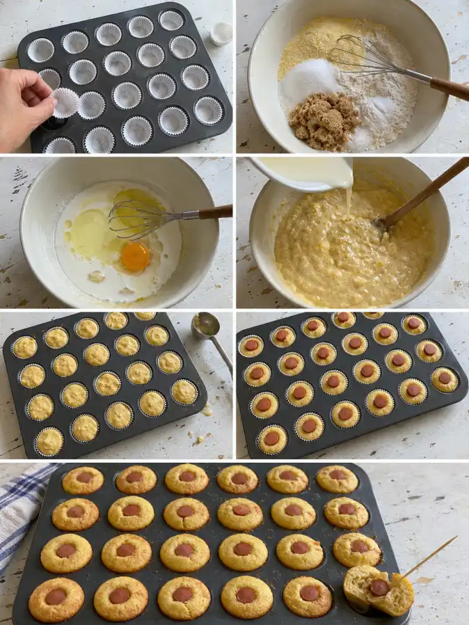 Corn dog muffins step by step
