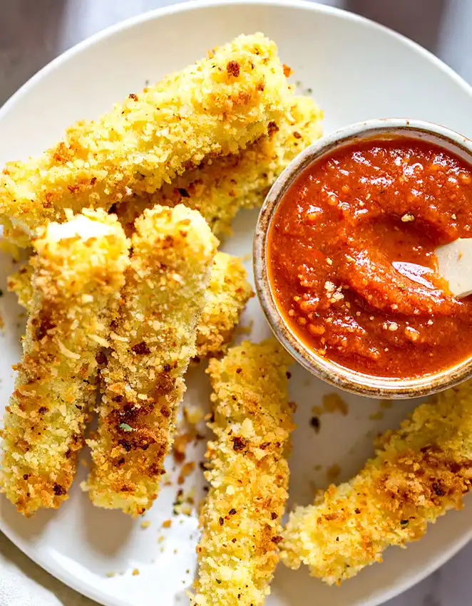 Gooey cheesy mozzarella sticks