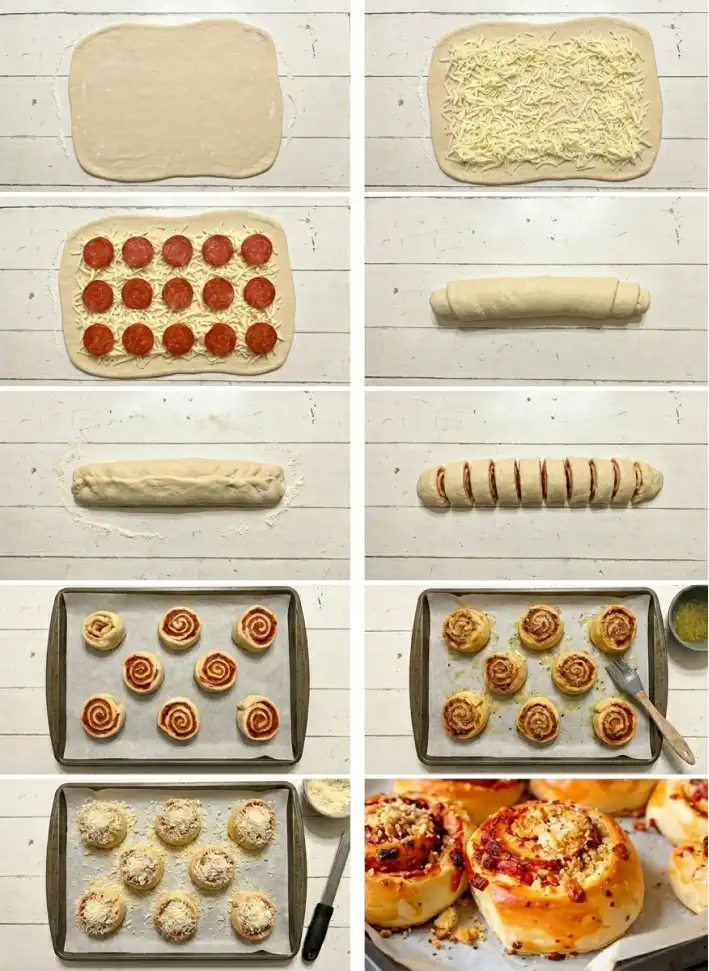 pepperoni pizza rolls steps