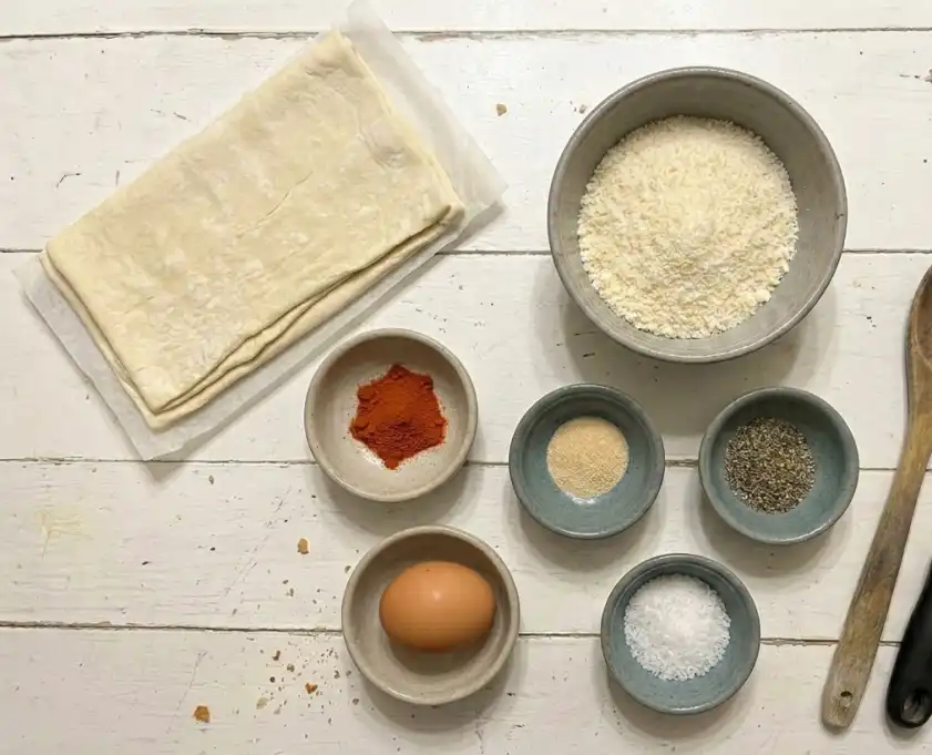 Cheese straws with puff pastry ingredients