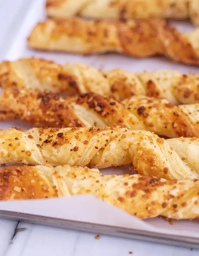 Cheese straws are made with puff pastry