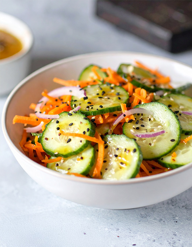 Quick and easy cucumber carrot salad