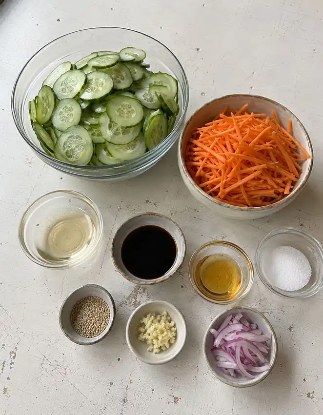 Cucumber carrot salad ingredients