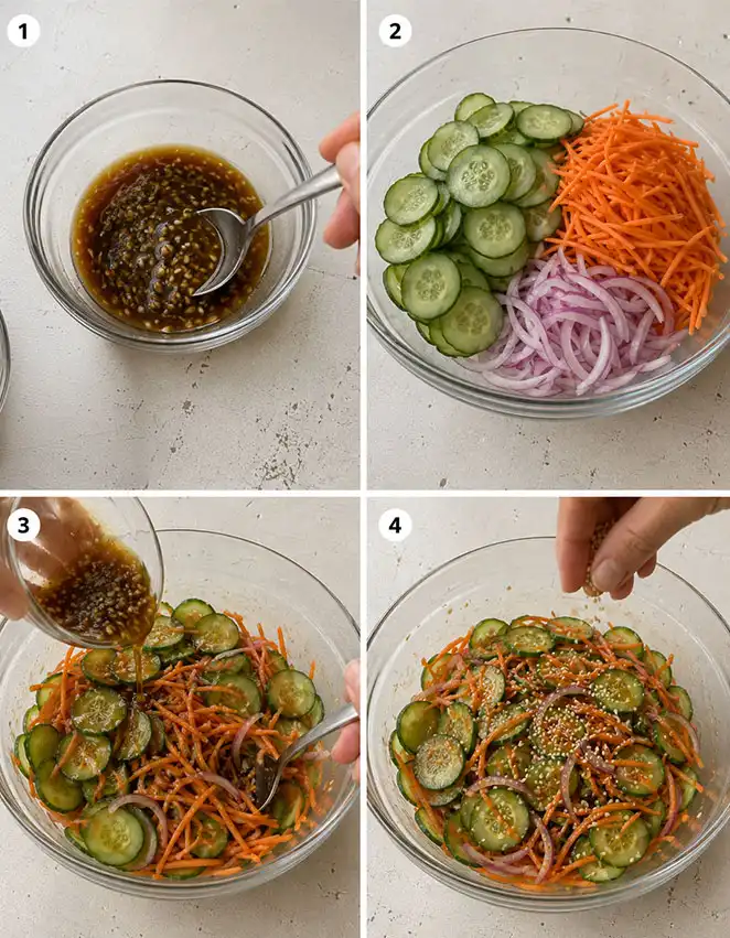 Carrot cucumber salad step by step