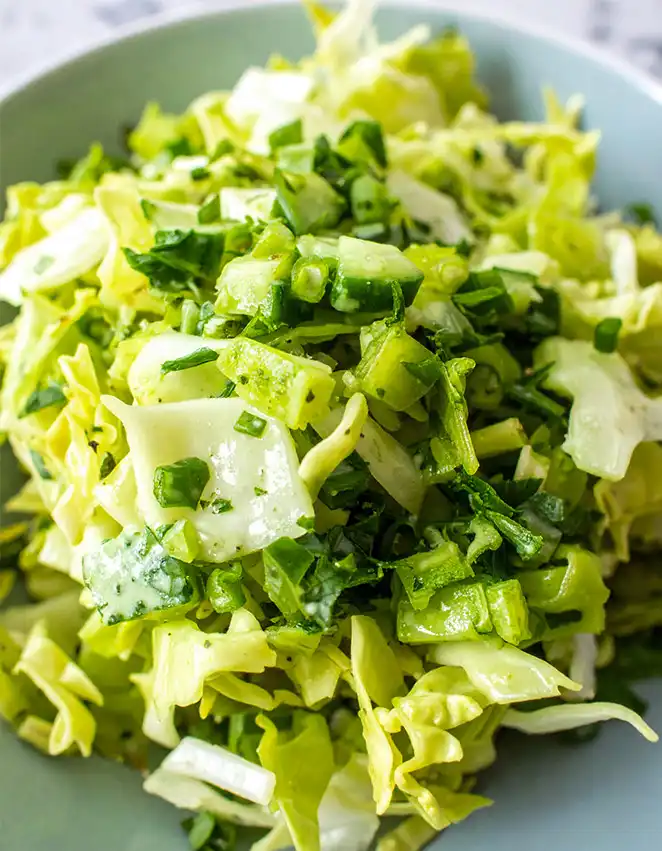 Green goddess salad with cabbage and green goddess dressing