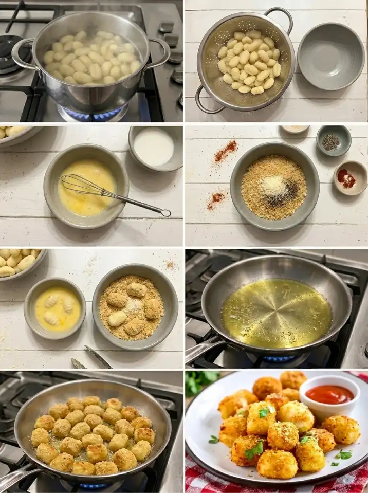Fried gnocchi bite step by step