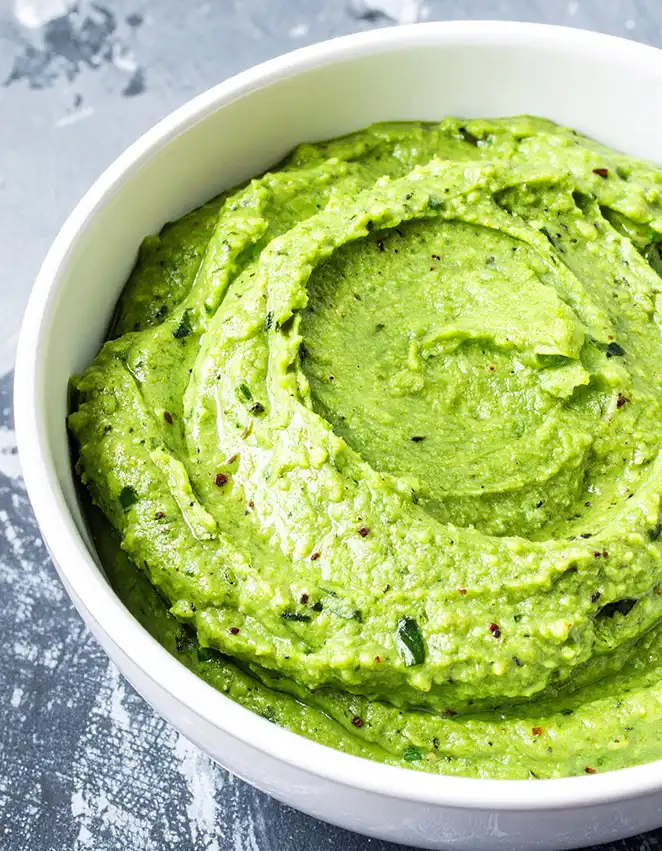 Refreshing spring pea feta dip