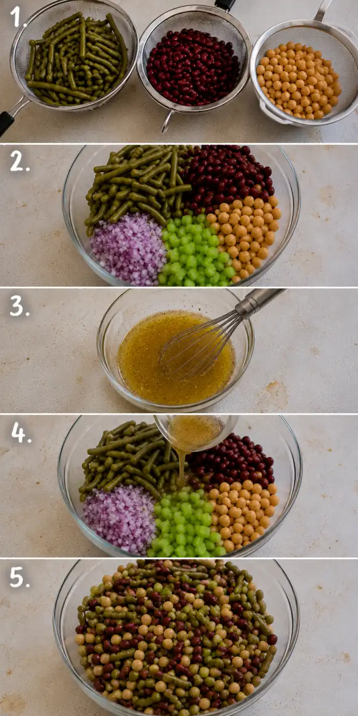 three bean salad steps