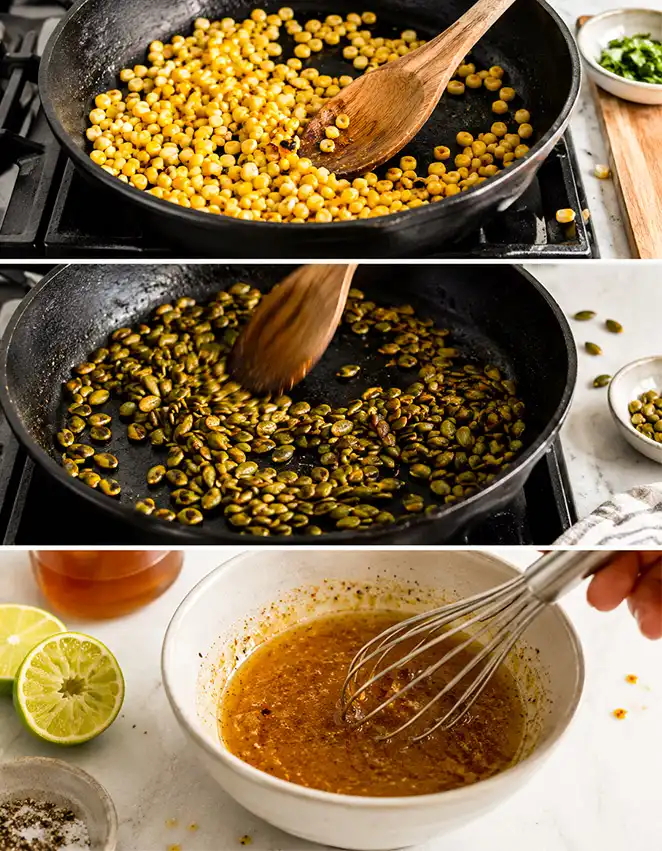 Step-by-step-making Mexican corn salad