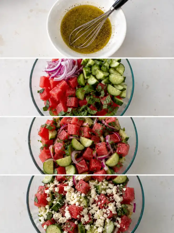 Step by step watermelon salad recipe
