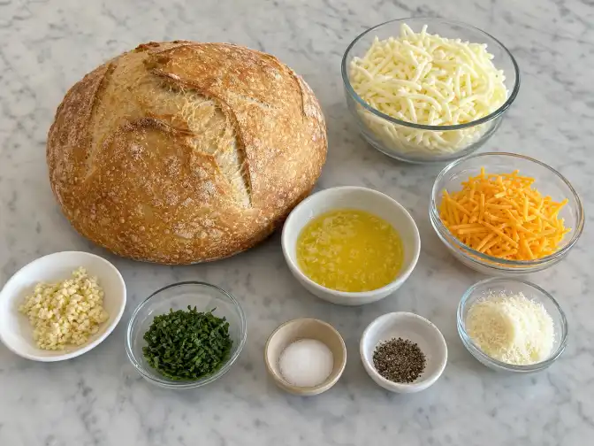 Pull Apart Cheesy Garlic Bread ingredients