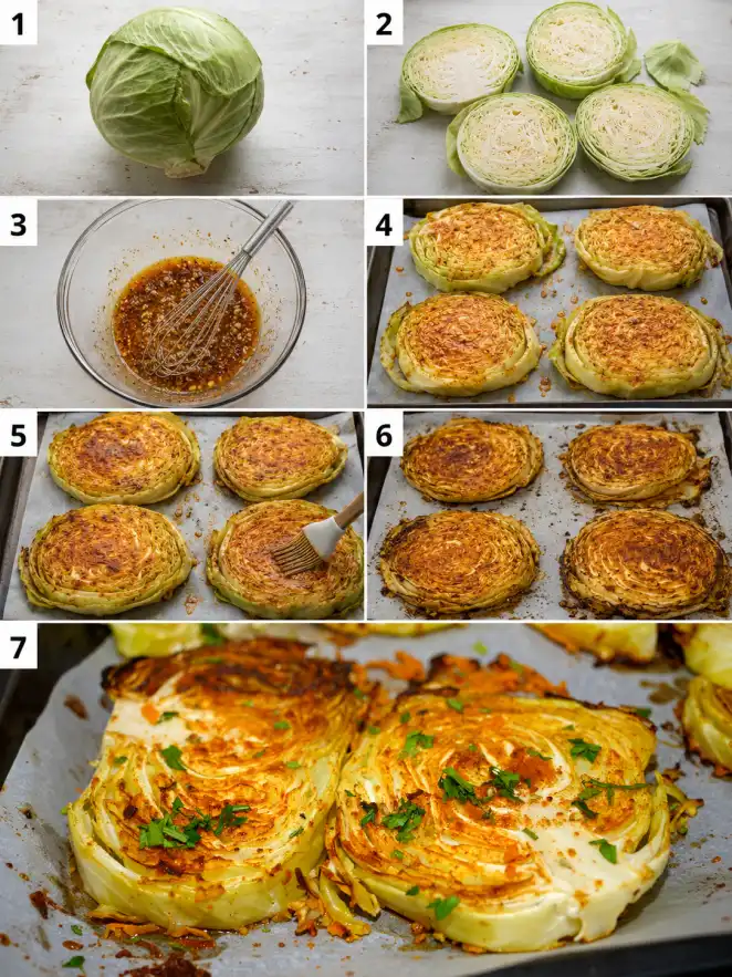 Cabbage steak in oven step by step