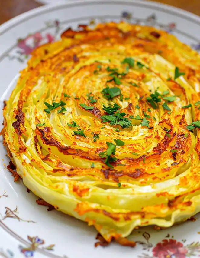 Easy cabbage steaks on the plate