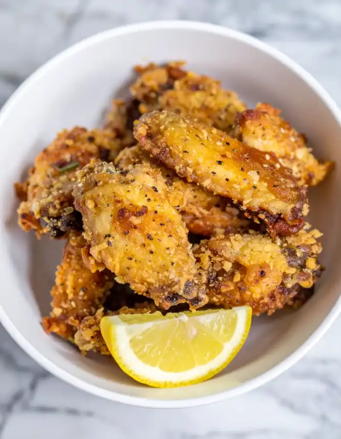 golden and crispy  Lemon Pepper chicken Wings 