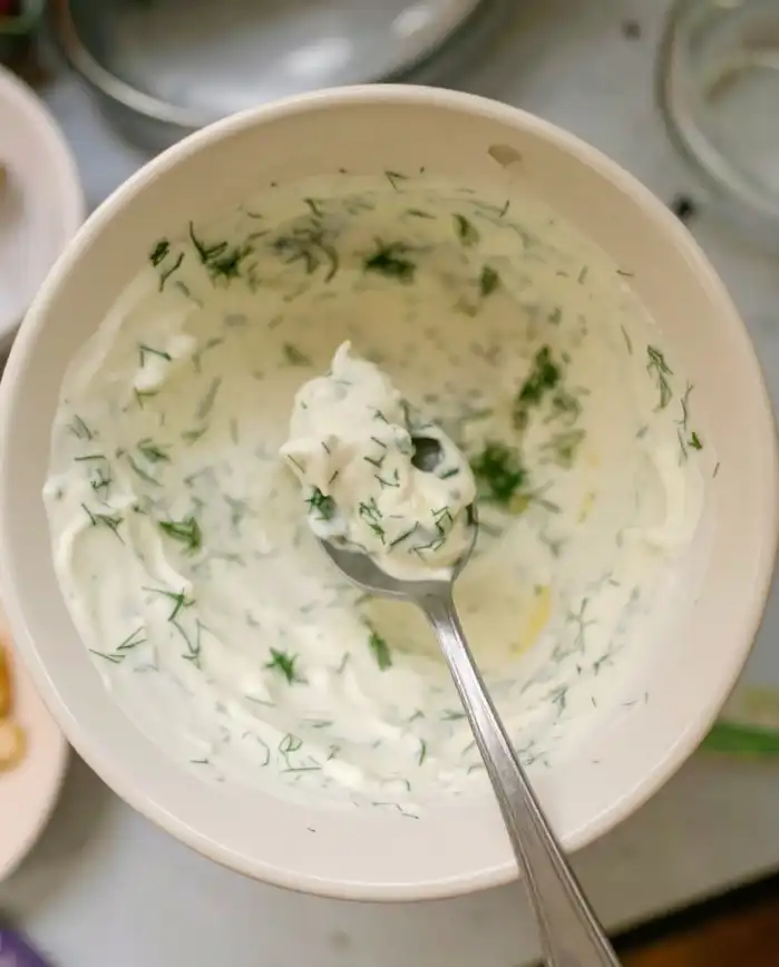 A bowl of creamy dill dip