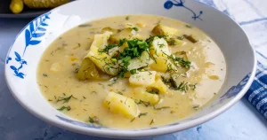 Potato soup with dill pickles