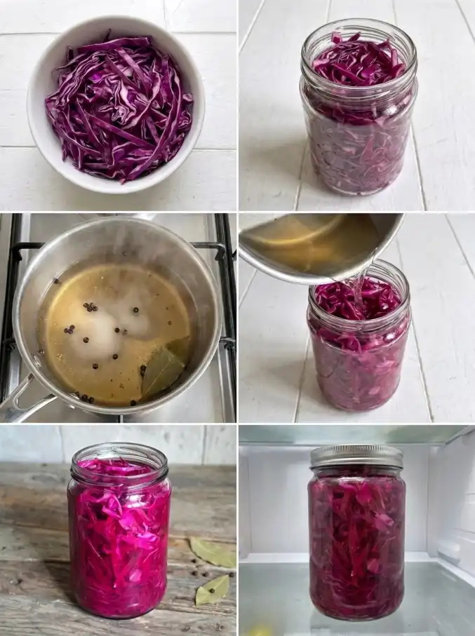 Red cabbage pickle steps