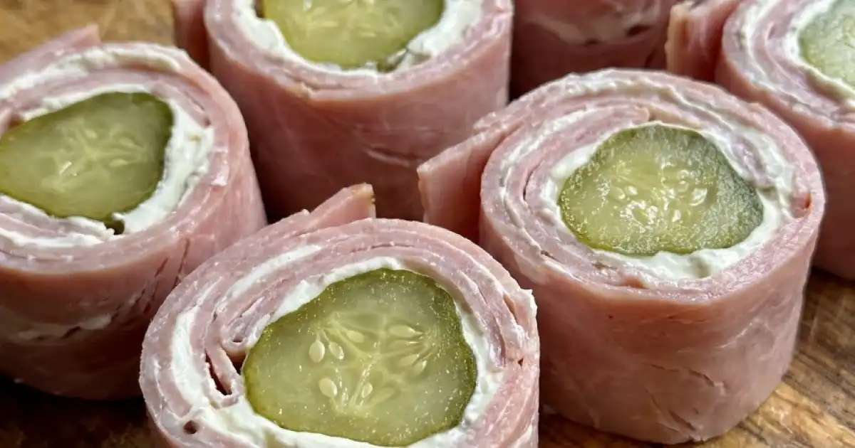 Ham pickle roll ups sliced