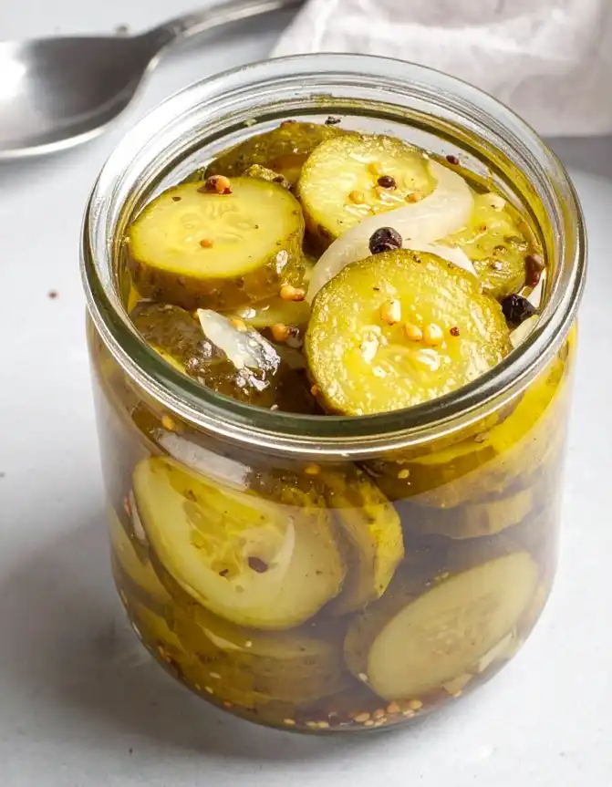 A jar of bread and butter pickles