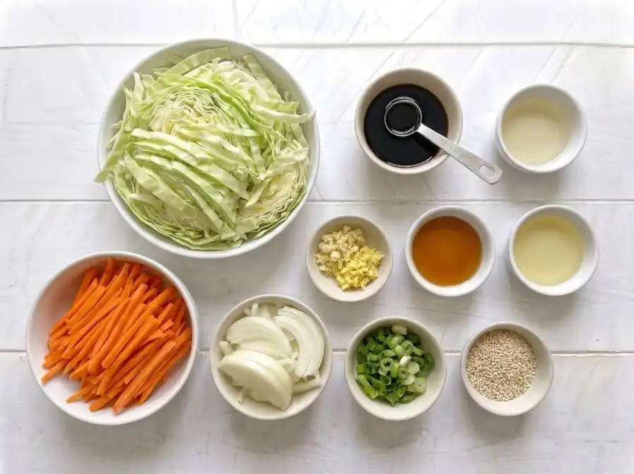 Cabbage stir fry ingredients