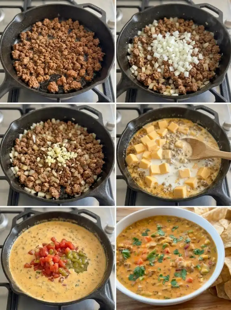 Chorizo Queso Dip step by step