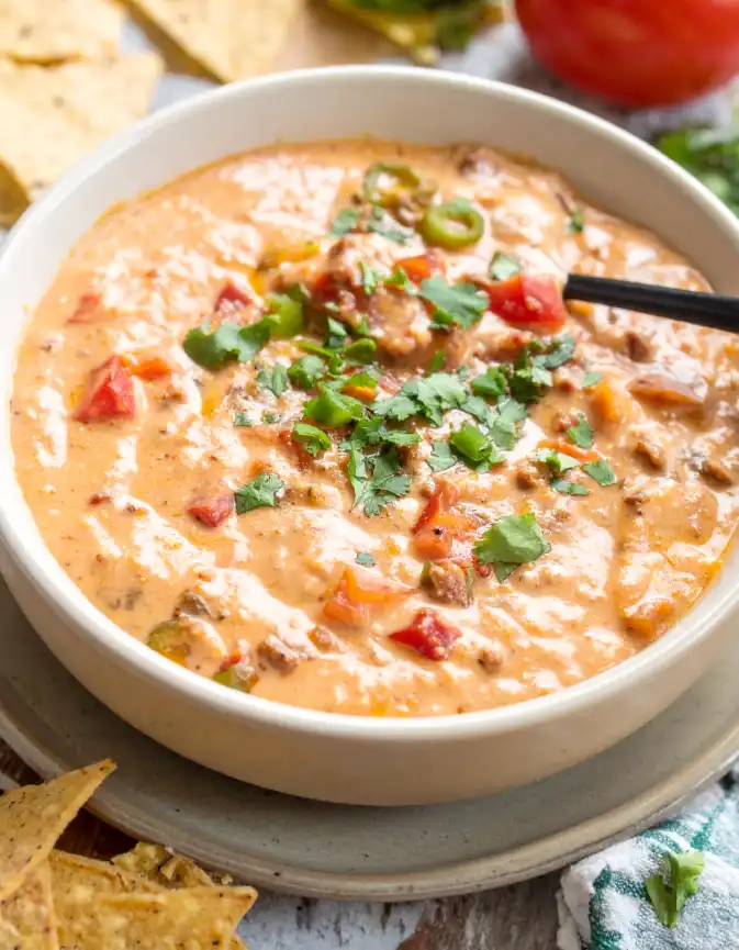 A bowl of Chorizo Queso Dip