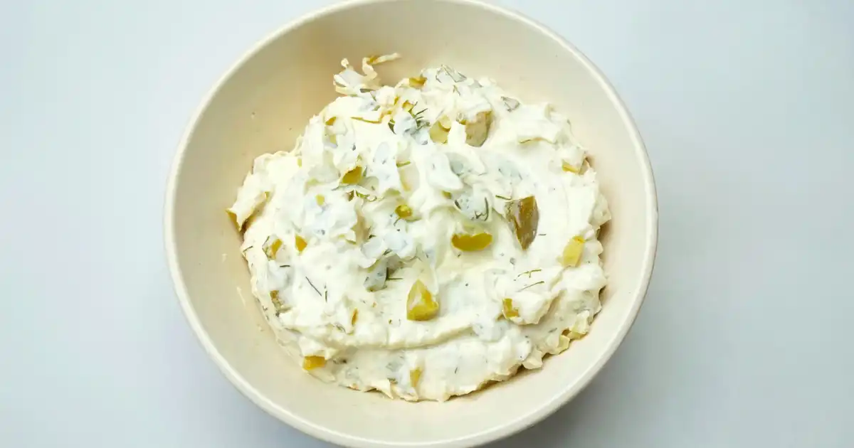 A bowl of Dill Pickle Dip