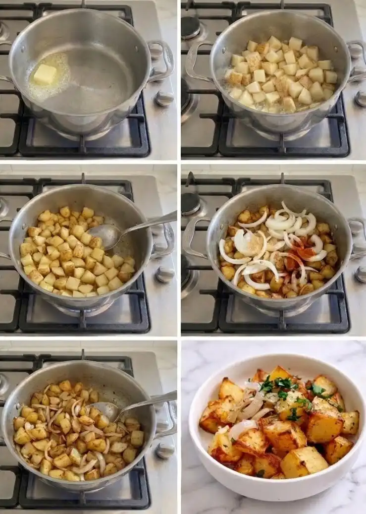 Fried Potatoes and Onions step by step
