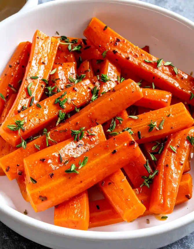 Honey Glazed carrot with thyme leaves