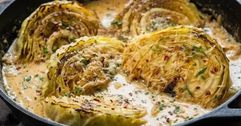 Garlic Parmesan Melting Cabbage