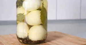 A jar of pickled eggs