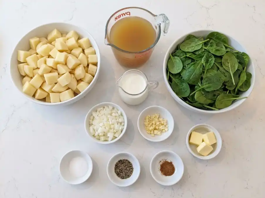 Spinach potato soup ingredients