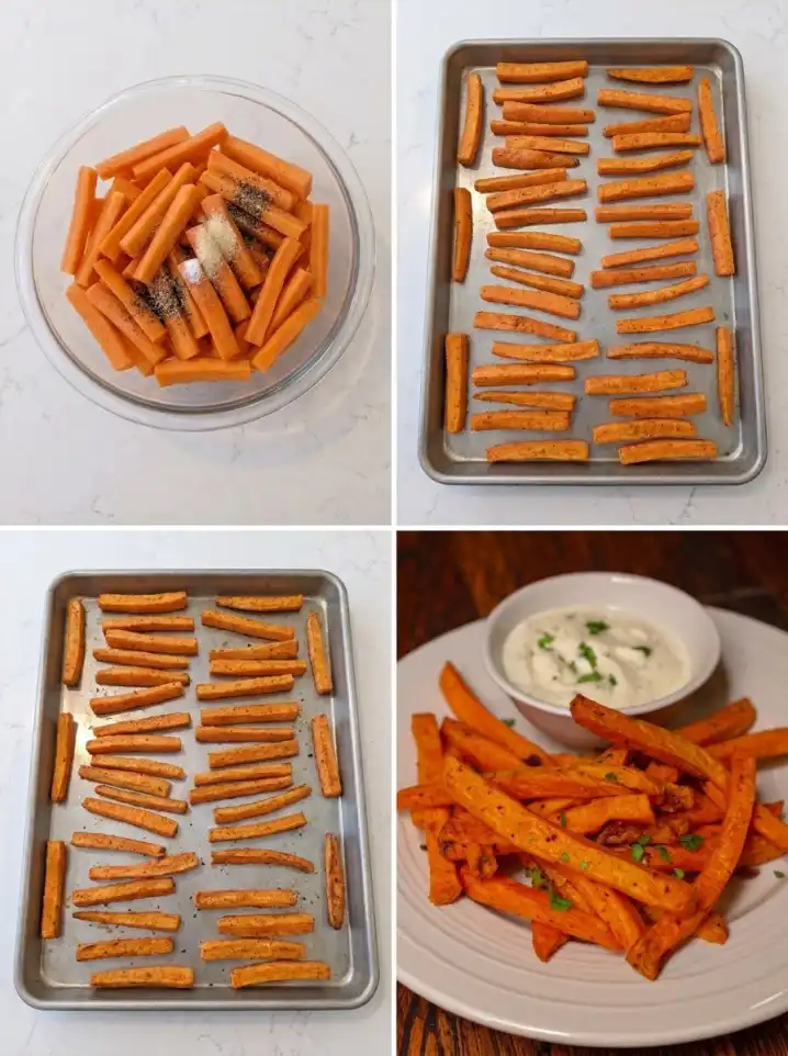 Carrot fries step by step