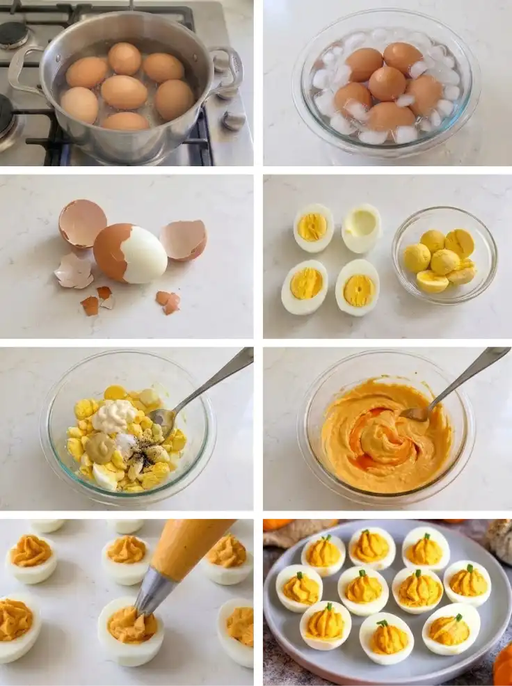 Pumpkin Deviled Egg step by step