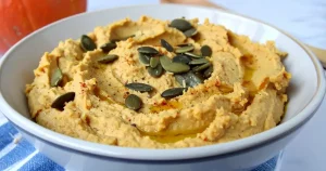 Pumpkin Hummus, sprinkled with pumpkin seeds