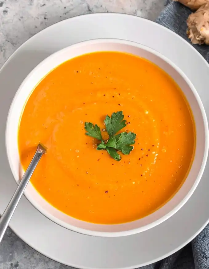 Carrot Ginger Soup with heavy cream